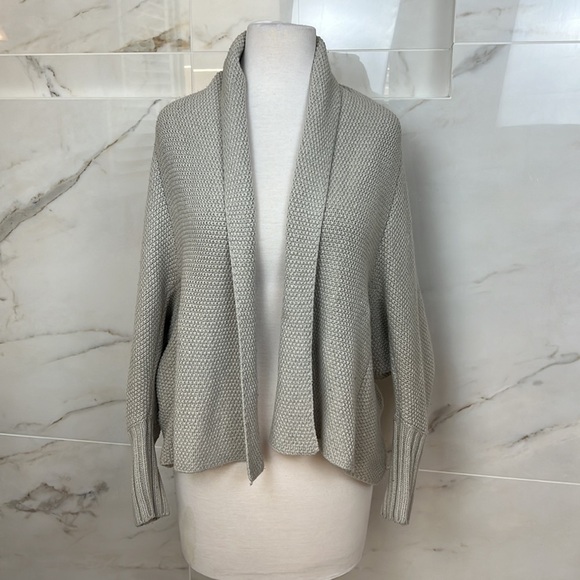 VERTIGO PARIS Taupe Knit Shawl Collar Cardigan Neutral Gray Beige Sweater M - Picture 1 of 11